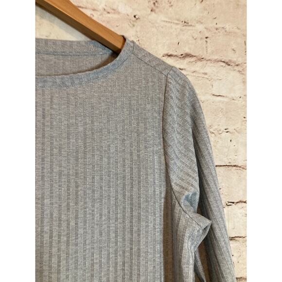 Marla Wynne Top Womens Medium Light Gray Ribbed Long Sleeve Capsule Minimalist - Picture 6 of 13
